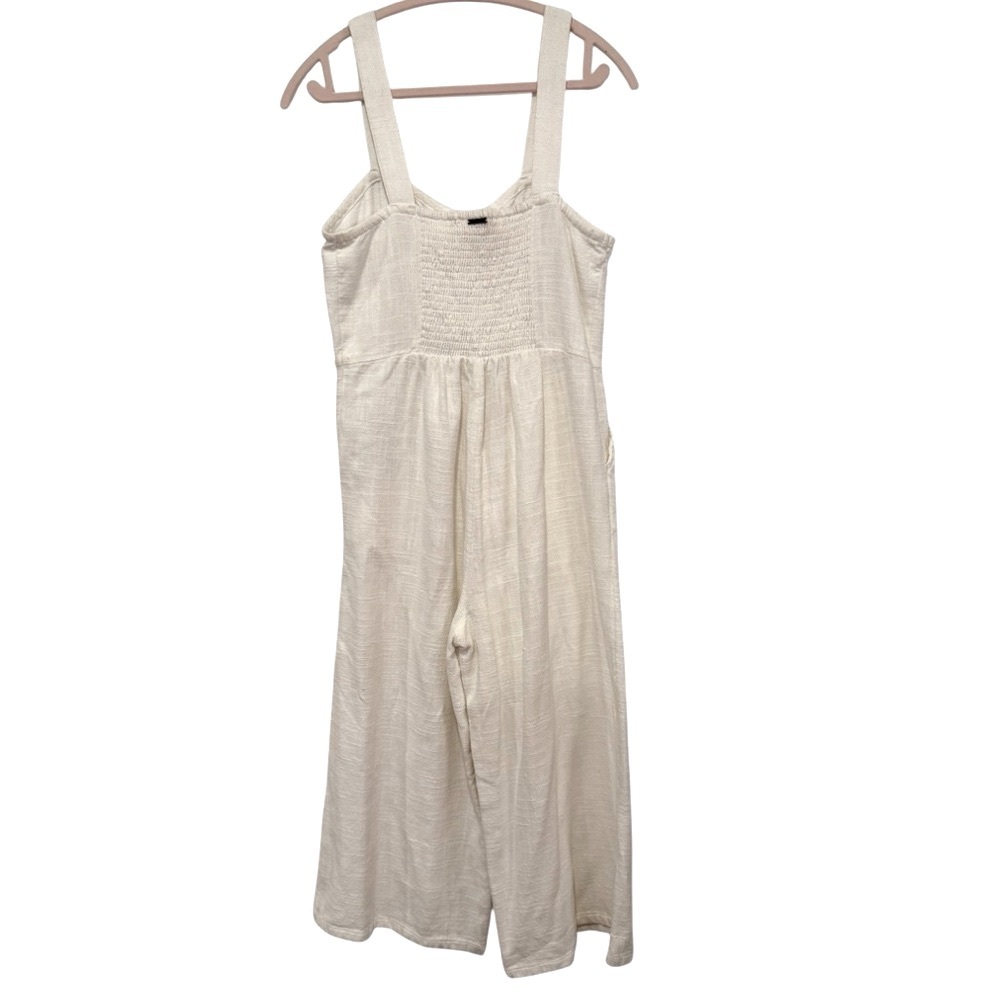 Billabong White Paint The Town Cropped Jumpsuit Sleeveless Smocked Size Large - Picture 11 of 13